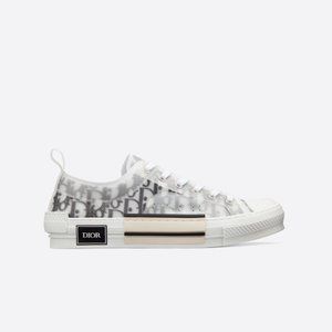 Dior Mens B23 LOW-TOP SNEAKER White and Black Oblique Canvas